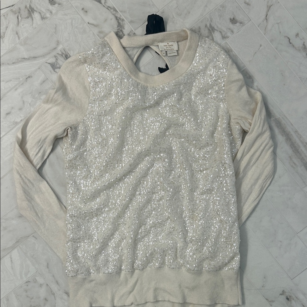 Kate Spade Cream Sequin Sweater